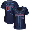 Custom Navy Light Blue-Red Authentic Drift Fashion Baseball Jersey
