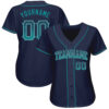 Custom Navy Teal-Gray Authentic Drift Fashion Baseball Jersey