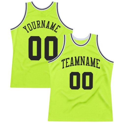 neon_green_0017 Custom Neon Green Black-White Authentic Throwback Basketball Jersey