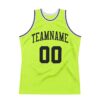 Custom Neon Green Black-White Authentic Throwback Basketball Jersey