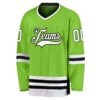 Custom Neon Green White-Black Hockey Jersey