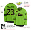 Custom Neon Green Black-Old Gold Hockey Jersey