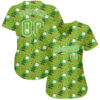 Custom Neon Green Brown-Gold 3D Pattern Design Authentic St. Patrick's Day Baseball Jersey