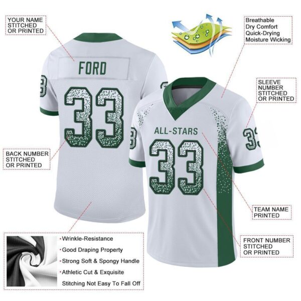 Custom White Grass Green-Black Drift Fashion Football Jersey
