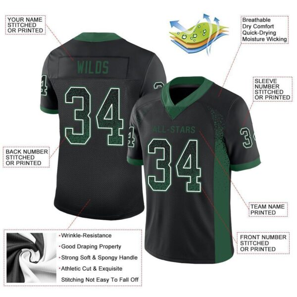 Custom Black Grass Green-White Drift Fashion Football Jersey