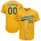 Custom Gold Green-White Baseball Jersey