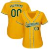 Custom Gold Green-White Baseball Jersey
