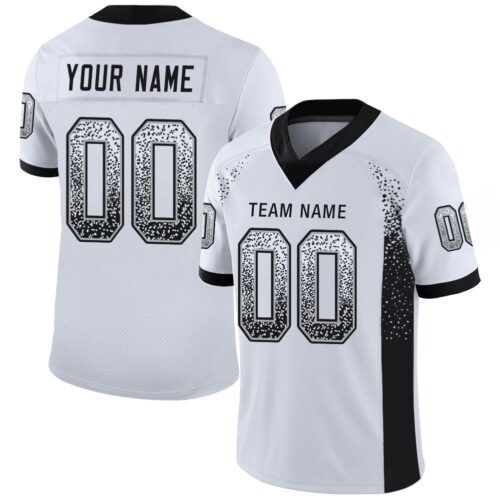 Custom White Black-Silver Drift Fashion Football Jersey