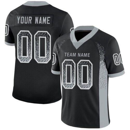 Custom Black Silver-White Drift Fashion Football Jersey