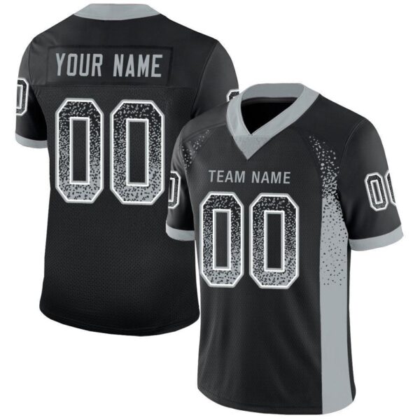 Custom Black Silver-White Drift Fashion Football Jersey