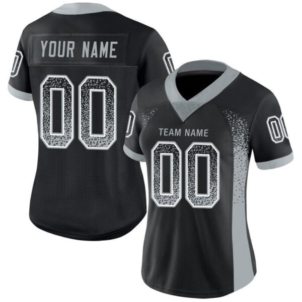 Custom Black Silver-White Drift Fashion Football Jersey