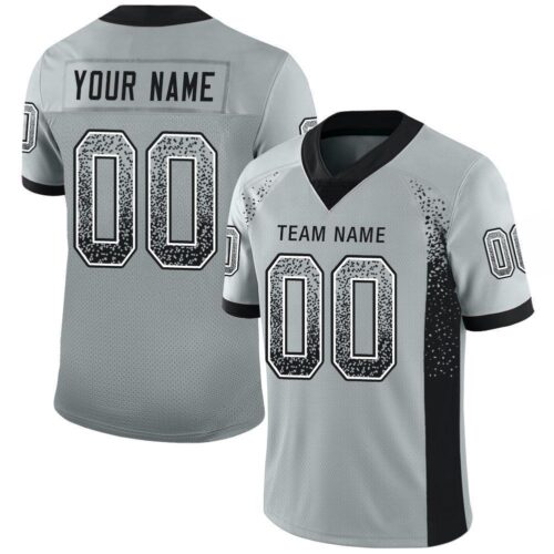 Custom Silver Black-White Drift Fashion Football Jersey