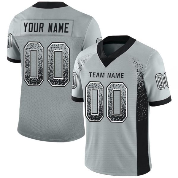Custom Silver Black-White Drift Fashion Football Jersey