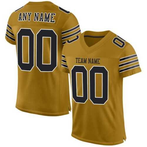 old_gold_0004 Custom Old Gold Black-White Mesh Authentic Football Jersey