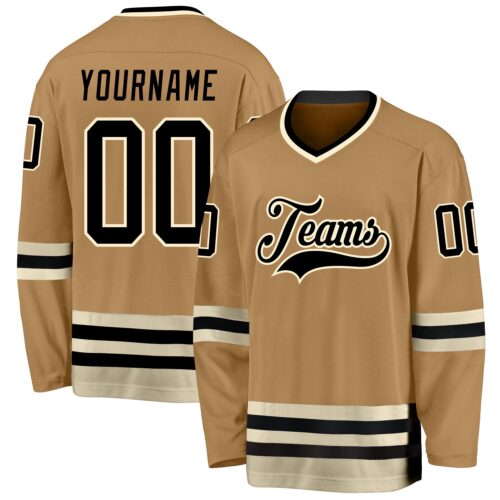 old_gold_0014 Custom Old Gold Black-Cream Hockey Jersey