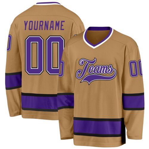 old_gold_0015 Custom Old Gold Purple-Black Hockey Jersey