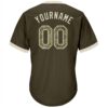Custom Olive Camo-Cream Authentic Throwback Rib-Knit Salute To Service Baseball Jersey Shirt