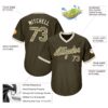 Custom Olive Camo-Cream Authentic Throwback Rib-Knit Salute To Service Baseball Jersey Shirt