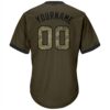 Custom Olive Camo-Black Authentic Throwback Rib-Knit Salute To Service Baseball Jersey Shirt
