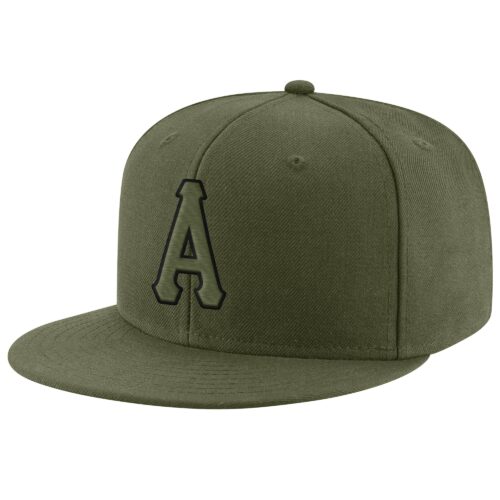 olive_0049-1 Custom Olive Olive-Black Stitched Adjustable Snapback Salute To Service Hat