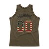 Custom Olive Vintage USA Flag-Black Authentic Throwback Salute To Service Basketball Jersey