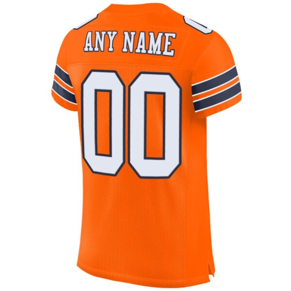 Custom Orange White-Navy Mesh Authentic Football Jersey