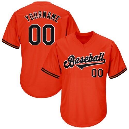 orange_0048 Custom Orange Black-White Authentic Throwback Rib-Knit Baseball Jersey Shirt