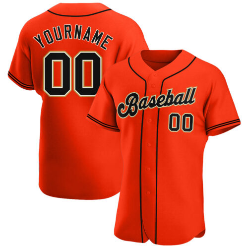 orange_0051 Custom Orange Black-Cream Authentic Baseball Jersey