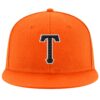 Custom Orange Black-White Stitched Adjustable Snapback Hat