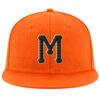 Custom Orange Black-Old Gold Stitched Adjustable Snapback Hat