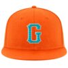 Custom Orange Aqua-White Stitched Adjustable Snapback Hat