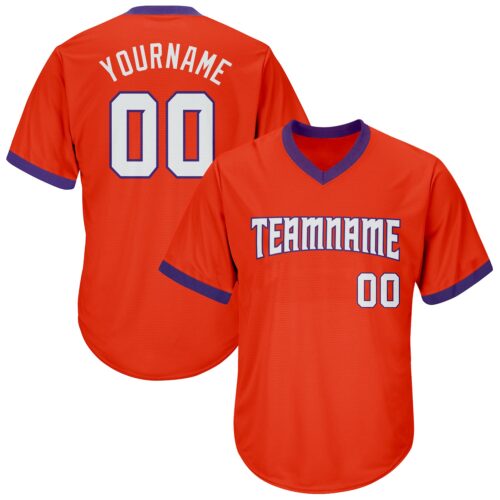 orange_0071 Custom Orange White-Purple Authentic Throwback Rib-Knit Baseball Jersey Shirt