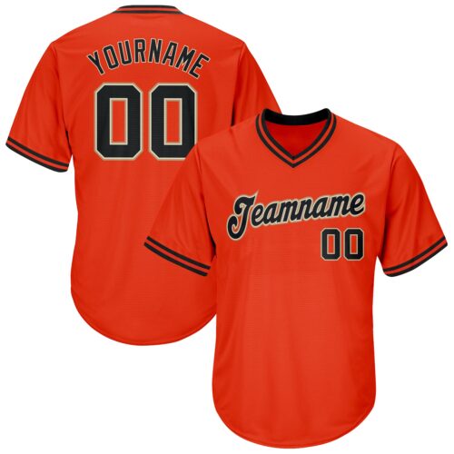orange_0074 Custom Orange Black-Old Gold Authentic Throwback Rib-Knit Baseball Jersey Shirt