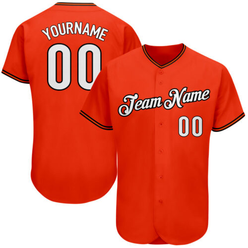 orange_0077 Custom Orange White-Black Authentic Baseball Jersey