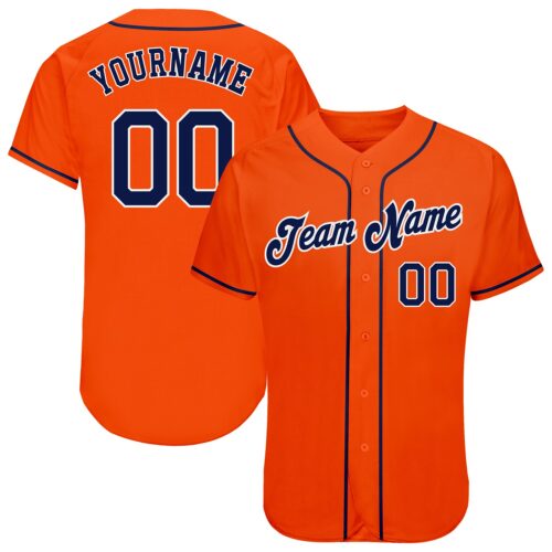 orange_0092 Custom Orange Navy-White Authentic Baseball Jersey