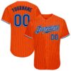Custom Orange Black Pinstripe Royal-Black Authentic Baseball Jersey