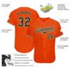 Custom Orange Black Pinstripe Black-Old Gold Authentic Baseball Jersey