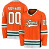 Custom Orange White-Green Hockey Jersey