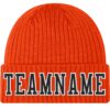 Custom Orange Black-White Stitched Cuffed Knit Hat