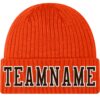 Custom Orange Brown-White Stitched Cuffed Knit Hat