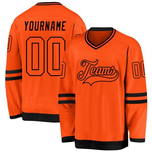 orange_0165 Custom Orange Orange-Black Hockey Jersey