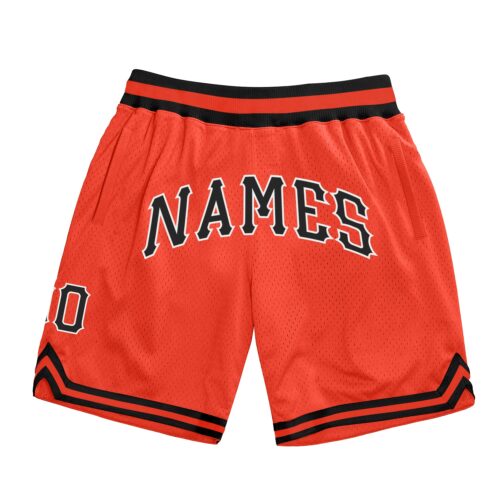 orange_0167 Custom Orange Black-White Authentic Throwback Basketball Shorts