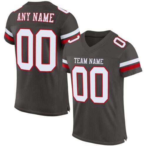 pewter_0003 Custom Pewter White-Red Mesh Authentic Football Jersey