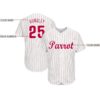 Custom White Red Pinstripe Red-White Baseball Jersey