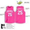 Custom Pink White Round Neck Basketball Jersey