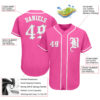 Custom Pink White-Gray Authentic Baseball Jersey