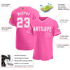 Custom Pink White Authentic American Flag Fashion Baseball Jersey