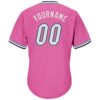 Custom Pink White-Light Blue Authentic Throwback Rib-Knit Baseball Jersey Shirt