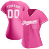 Custom Pink White Authentic Baseball Jersey
