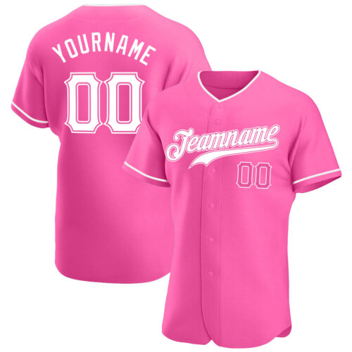 pink_0037 Custom Pink White Authentic Baseball Jersey